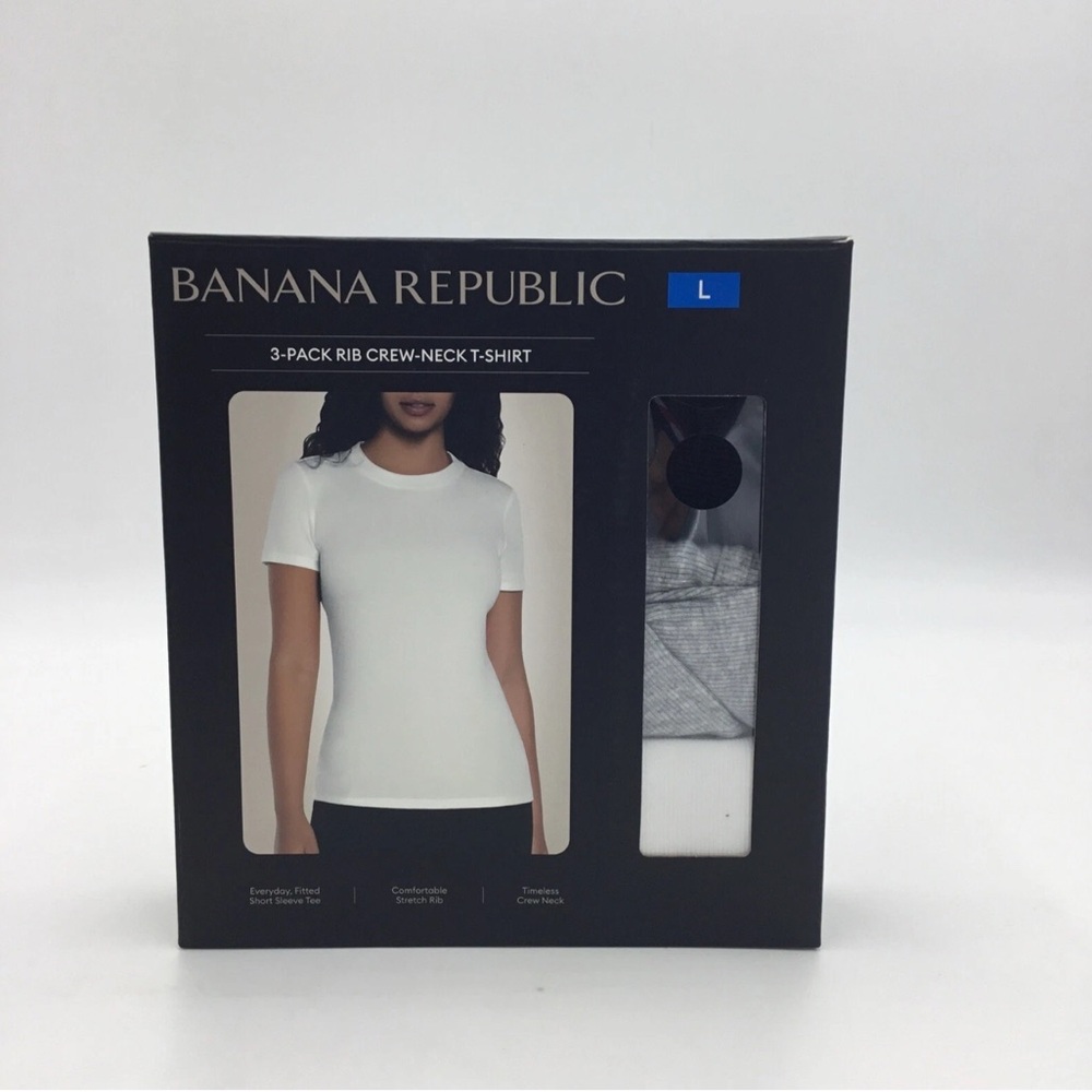 Banana Republic women’s Crew-Neck T-Shirt 3-Pack - White, Gray, Black - Picture 4 of 5